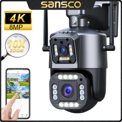 4MP+4MP Wifi Wireless Security Camera PTZ Home Outdoor Surveillance 2-way Audio