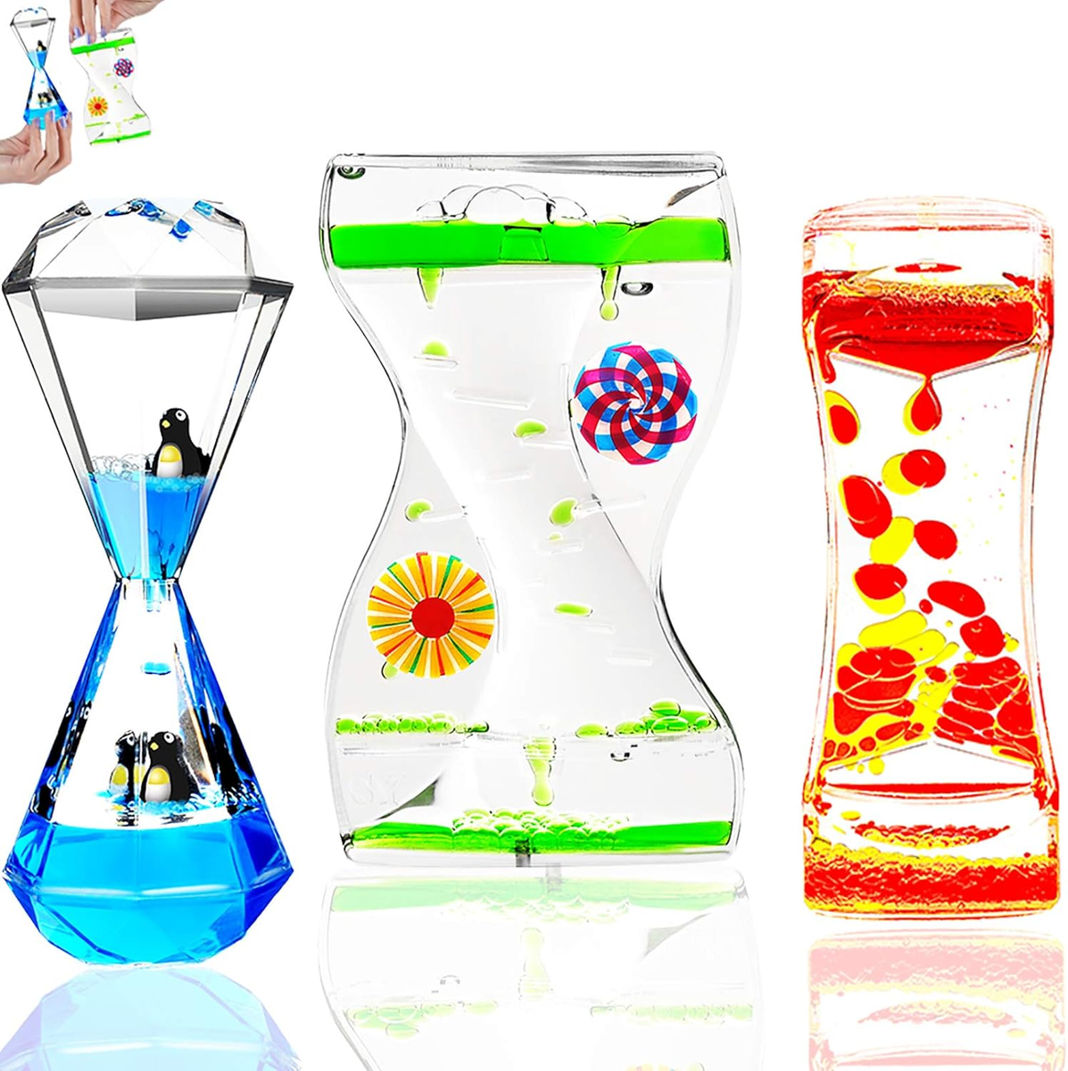 Types Liquid Motion Bubbler Liquid Timers for Kids Sensory