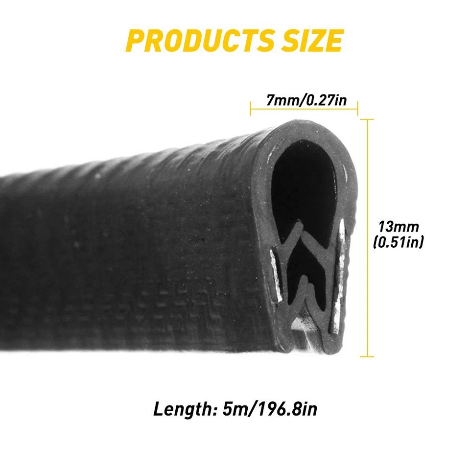 16ft Car Door Edge Trim Molding Rubber Seal Strip Scratch Protector Guard Decor Foto 3 de 4