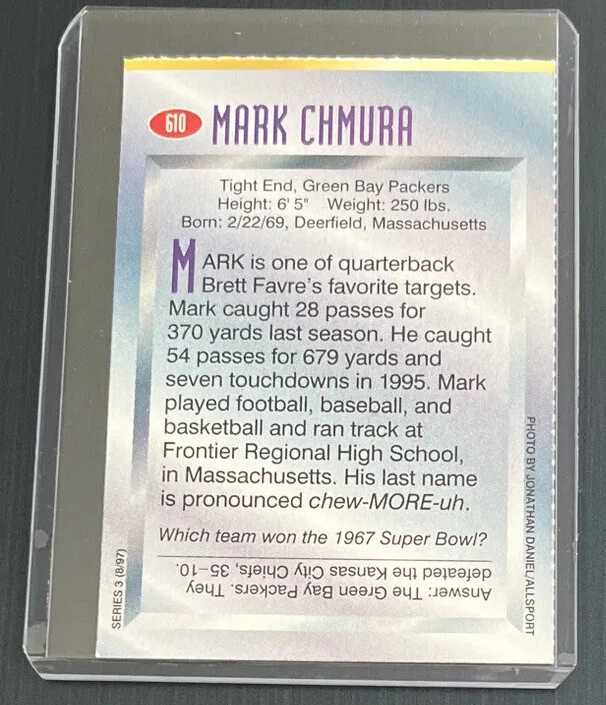 Mark Chmura RARE Green Bay Packers 1997 NFL Sports Illustrated for Kids SI NM+ - Image 2 of 2