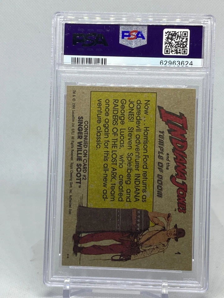 1984 Indiana Jones Temple Of Doom # 1 Title Card - Rare SP PSA 8 - Image 2 of 2