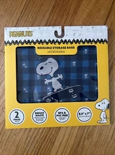New/Sealed 2024 Peanuts Snoopy Reusable Storage Bags 2 Piece