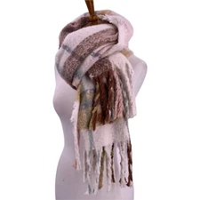 CEJON Super Soft Pastel Pink/Gray/Multi Plaid Large Blanket Scarf Wrap