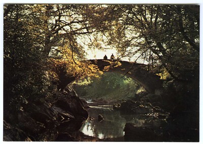 Vintage 1970er J Arthur Dixon Postkarte Brücke über den Fluss Coe Glencoe unbesendet