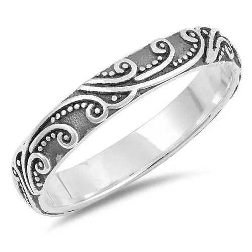 .925 Sterling Silver Filigree Wave Fashion Ring Size 4 to 10 NEW - Picture 1 of 2