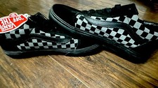Vans Old Skool Grey/Black Checkered Low Top Shoes Juniors Size 6