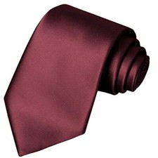 63'' XL Tie Mens Extra Long Solid Satin Necktie For Big And Tall Burgundy Red