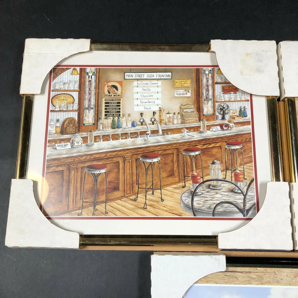 NEW Lot of 3 Coca-Cola Paintings Prints Soda Fountain General Store 10" x 8" 40s - Image 3 of 4