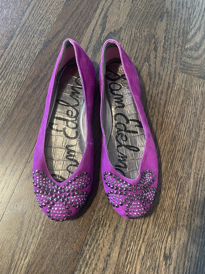 Sam Edelman Charleen балетки туфли 6 M с заклепками кожи замши фуксии - Изображение 4 из 4
