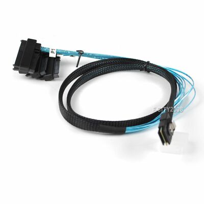 Mini SAS 36P SFF-8087 to (4) SFF-8482 Connectors With SATA Power Cable 100cm