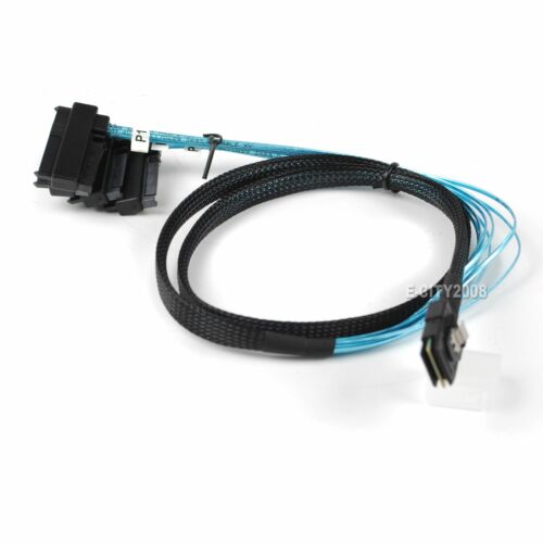 Mini SAS 36P SFF-8087 to 4 SFF-8482 Connectors With SATA Power Cable 3FT 1M - Picture 3 of 9