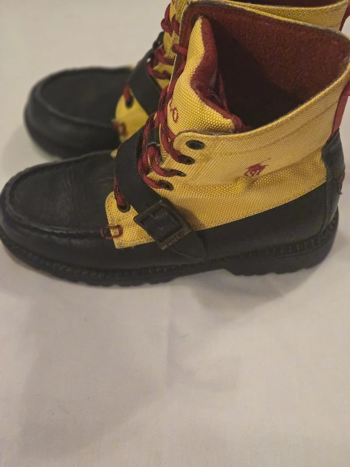 Bota Ralph Lauren Ranger Hi II de cuero para niño en cuero azul marino/amarillo - talla 4 C Foto 4 de 4