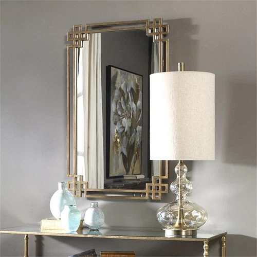 Uttermost Devoll Contemporary Style Metal Mirror in Gold Finish - Picture 2 of 3