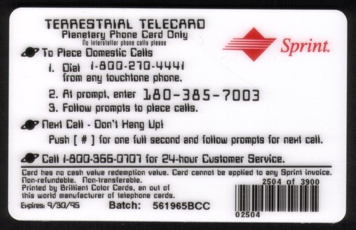 Espacio y planetas 3u: incluye Saturno. 'Terrestrial Telecard' Bonita Tarjeta Telefónica USADA - Imagen 2 de 2