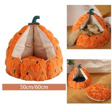 Cozy Pumpkin Shaped Cat Bed with Removable Cushion Easy Cleaning for Comfort and
