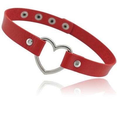 Love Heart Choker PU Leder Choker Halskette Goth Choker Halsband Kette Rot