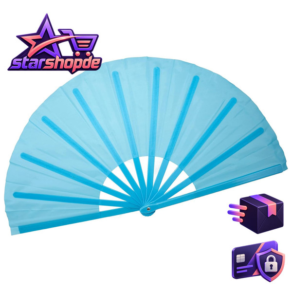 Faltbarer HandfäCher Nylon Hellblau FüR Kung Fu Tai Chi Tanz Musikfestivals-image