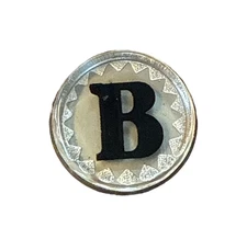 Vintage Glass Horse Bridle Rosette Letter B Reverse Painted Metal Tack Ornament