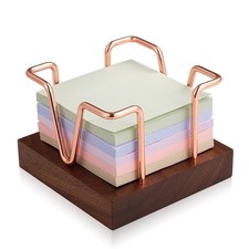 Wood Sticky Note Holder, 3 x 3 inch Self-Stick Note Memo Pad Holder for Desk, No