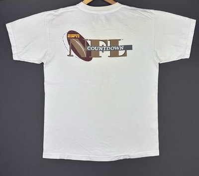 Vintage ESPN Zone NFL Countdown Rare Sports TV Promo Shirt Large White Football