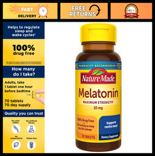 Maximum Strength Melatonin 10mg Sleep Aid Tablets - 70 Count, Drug-Free, Adult U