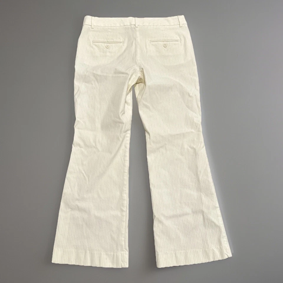 Express Editor Pants Womens 8 Ivory Metallic Stripes Stretch Bootcut Low Rise - Image 2 of 4