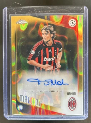 2025-26 Topps Chrome UEFA CC Paolo Maldini Legends Auto Gold Lava Refractor #/50