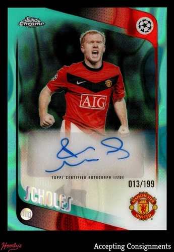 2025-26 Topps Chrome UEFA Legends Aqua Lava Refractor Paul Scholes AUTO 013/199