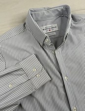 Mizzen Main Leeward Shirt Blue Stripes Trim Fit Button Down Stretch Mens XL