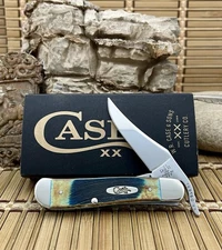 Case XX USA Hand Fired Sawcut Caribbean Blue Bone Russlock Pocket Knife