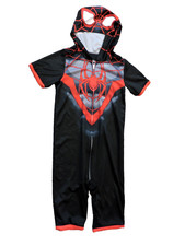 Marvel's Spider-Man Union Suit Costume Hooded Romper Pajamas SZ S 6-7 short leg