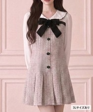 Weekend Sale Target Round Collar Blouse Docking Tweed Dress Large Size Jirai New