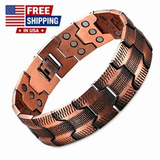 100 Pure Copper Magnetic Bracelet for Men Magnets Adjustable with Sizing Tool