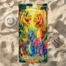 Colorful Dinosaur Cartoon Customized Beach Towel for C Soft, Highly Absorbent M