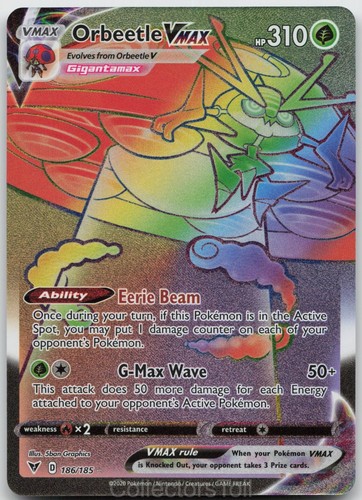 Orbeetle VMAX 186/185 Rainbow Rare Vivid Voltage Pokemon Holo Near Mint