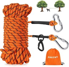 Dog Tie Out Cable for Camping 50Ft, Dog Runner for Yard Hold up to 350Lbs, Porta