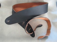 Black Leather and Tan Suede Guitar Strap Adjustable 2 1/2" W