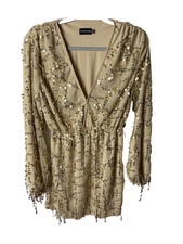 PLT women’s gold shiny mini dress Sz Large event party night out