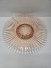 Pink Depression Glass Ball Footed Cake Plate Pedestal Ribbed Design 12 1/4"