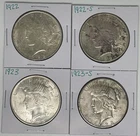 1922 1922-S 1923 1923-S Peace Dollar Lot of 4