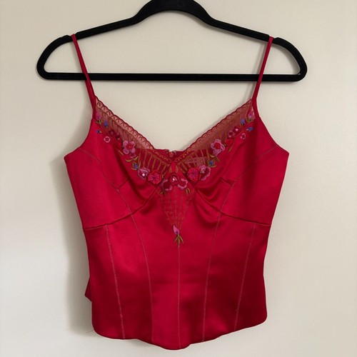 Kathryn Dianos bestickt Spitze Netz Korsett Top rot 2 - Bild 5 von 10