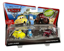 Disney Cars Luigi Guido Uncle Topolino 3-Pack 1:55 PACKAGE WEAR FREE SHIPPING 