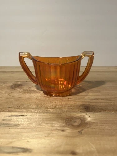 Vintage Imperial Marigold Carnival Glass Open Sugar Bowl With Handles