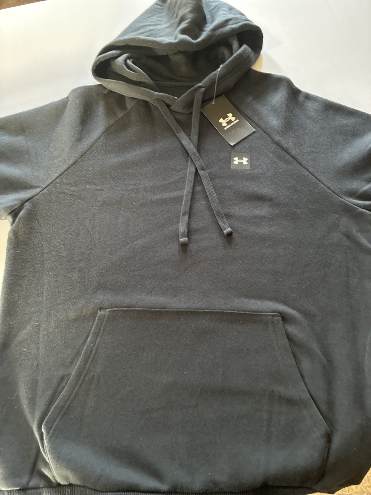Under Armour Sweatshirt Hoodie Men's Black Kangaroo Pocket Loose Pullover Medium