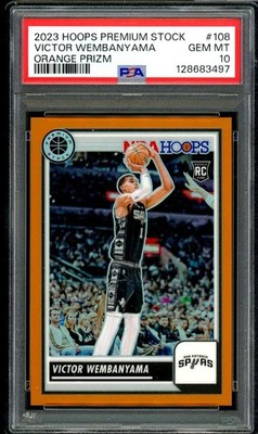 Victor Wembanyama Rookie 2023-24 Hoops Premium Stock Orange Prizm #108 PSA 10