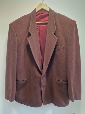 Vintage Top Man Burgunderrot Wolle und Kaschmirmischung Herren Blazer Uk Medium 