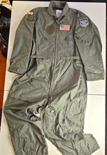 USAF CWU-27/P Flight Suit 52L Sage Green Fire Resistant Coveralls Patches