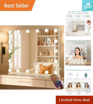 Ultra-Clear Illuminated Vanity Mirror with 18 LED Bulbs - Two Mounting Options