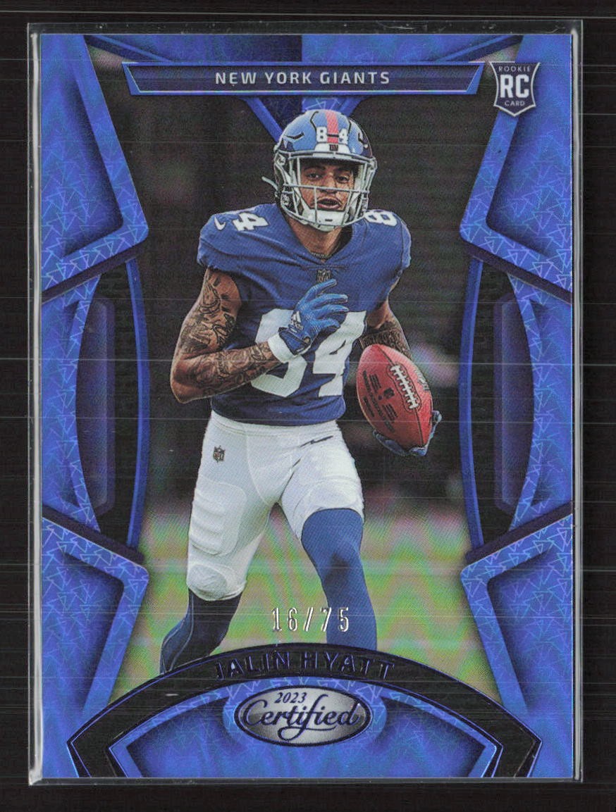 2023 Panini Certified #126 Jalin Hyatt Blue Mirror #/75 New York Giants (JB)