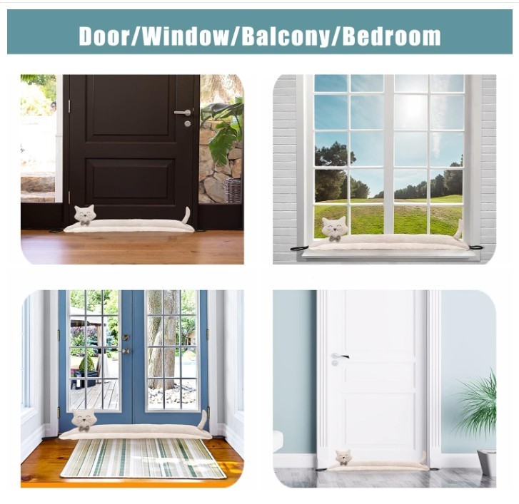 Under Door Draft Stopper Decorative Wind Stopper 48 inch for Door & Window, W...